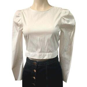 Zara Cropped Poplin Shirt XS